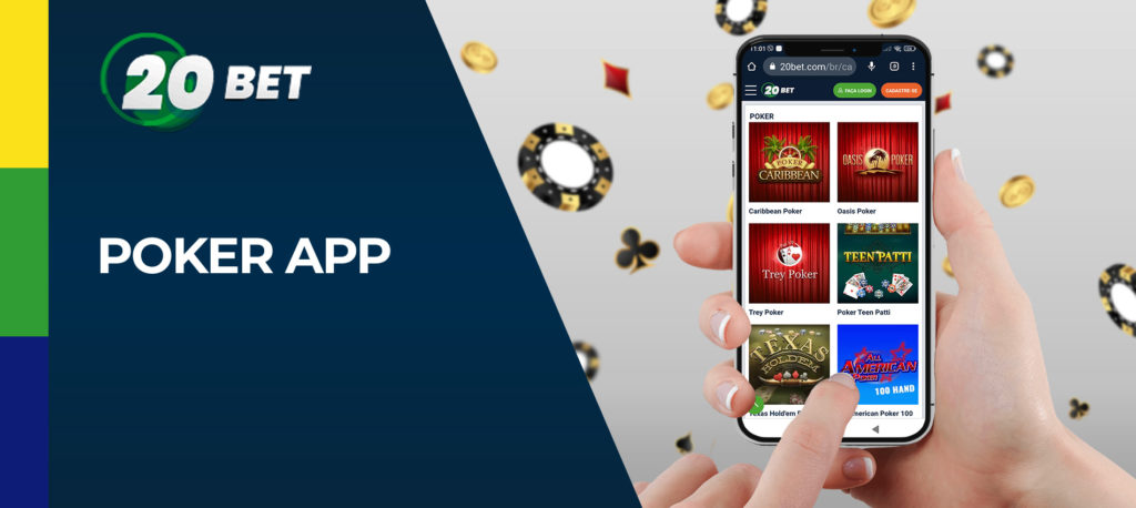 Póquer e outros jogos de cartas na aplicação móvel 20bet para Android