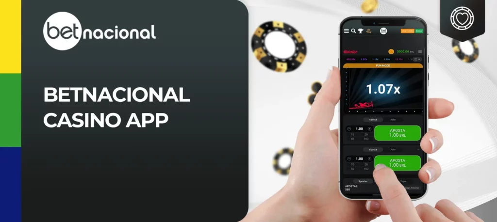 Casino in-app Betnacional Brasil, jogo Aviador e Minas