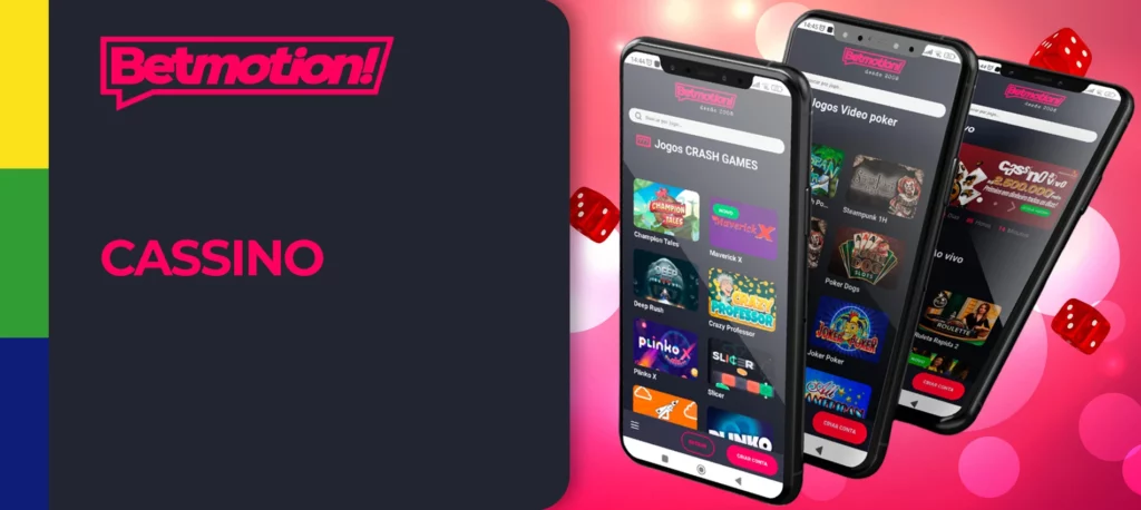 Jogos de casino na aplicação móvel Android da casa de apostas Betmotion no Brasil