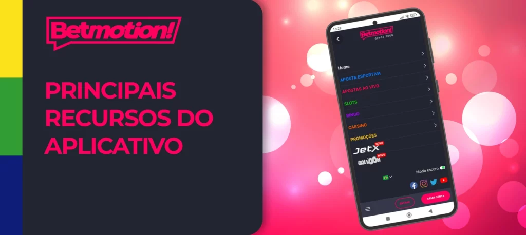 Principais vantagens da aplicação móvel Betmotion Brasil