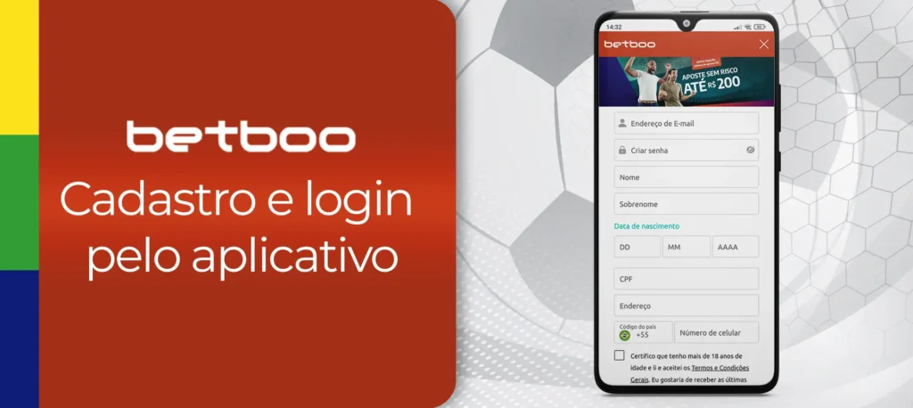 Registro e login diretamente pelo app Betboo