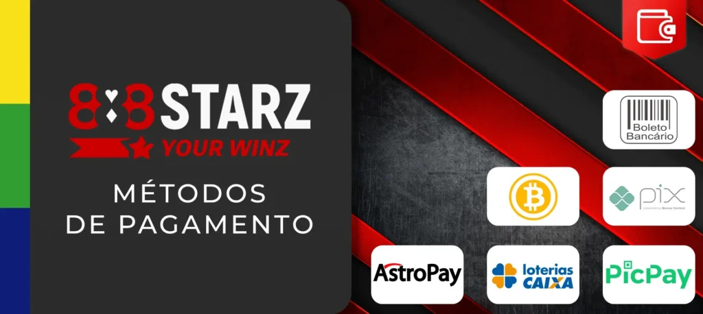 Métodos de pagamento disponíveis na plataforma 888Stars no Brasil